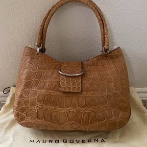 Authentic Mauro Governa Butterscotch Crocodile Handbag